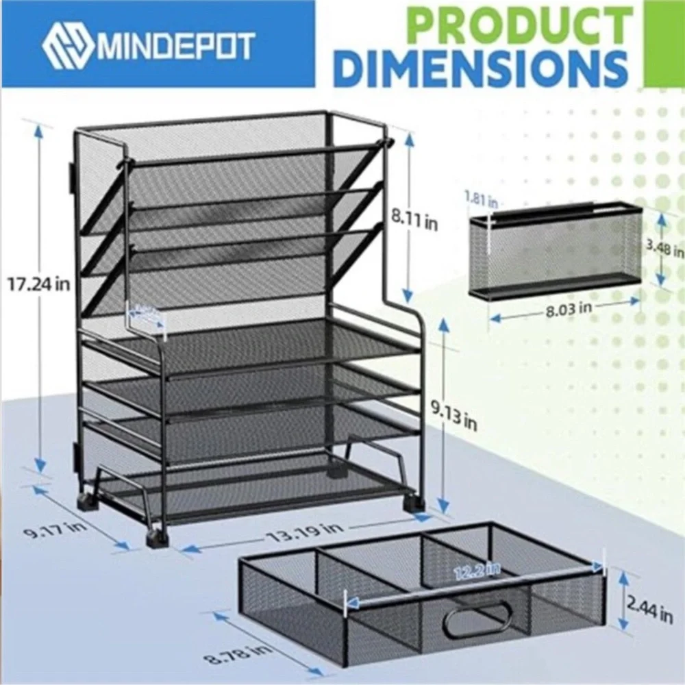 Desk Organizer File Tray Multi Tier Paper Holder Office Supply Storage Rack